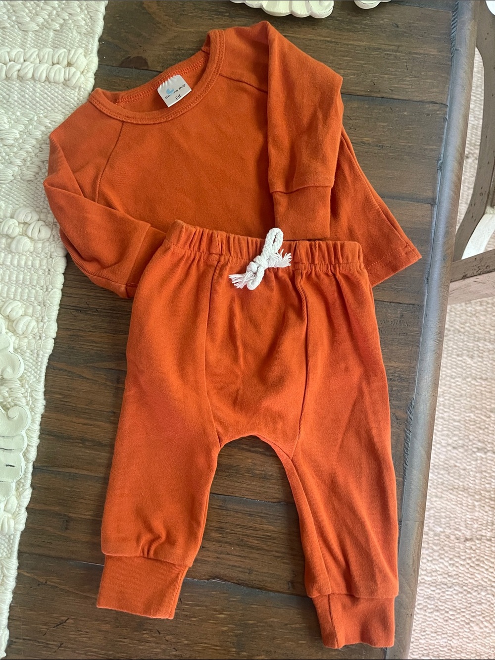 Little One Shop Two-Piece Rust Orange Matching Set